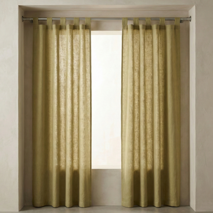 Viscose Linen Tab Top Curtain Panel – Light Filtering Semi Sheer Soft Viscose Linen Curtains (Single Panel)