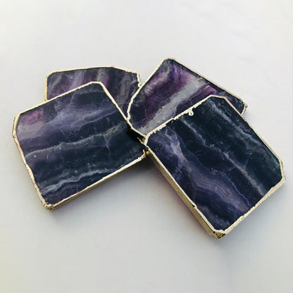 Purple fluorite/Gemstone/Semi-precious stone/Agate - Set of 4 Large Coasters/Personalised Momentos