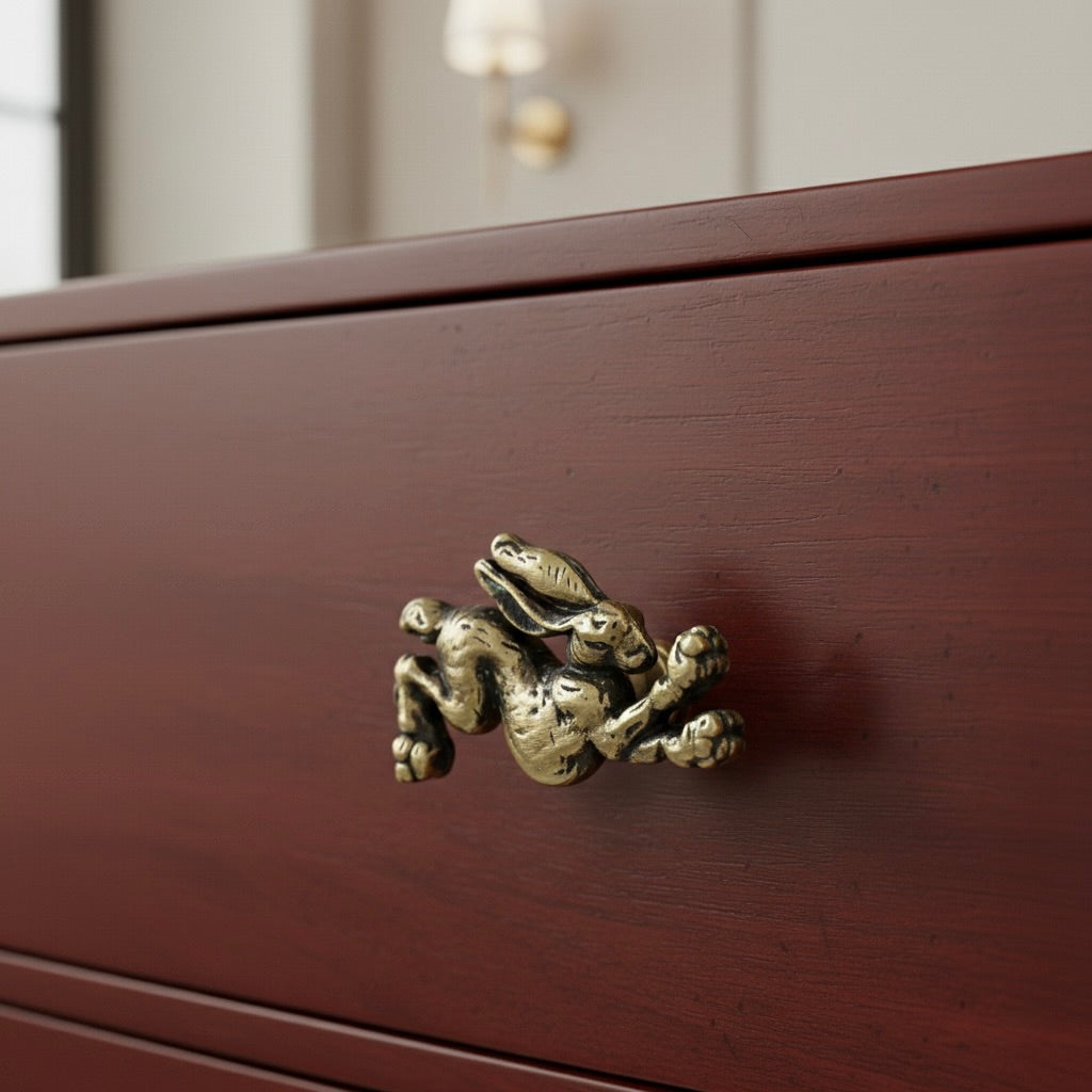 Antique Brass Bunny Rabbit Drawer Knobs