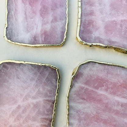 Rose Quartz Agate - Set of 4 Large Coasters/Personalised Momentos