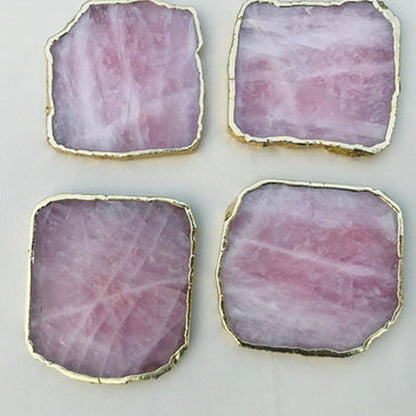 Rose Quartz Agate - Set of 4 Large Coasters/Personalised Momentos
