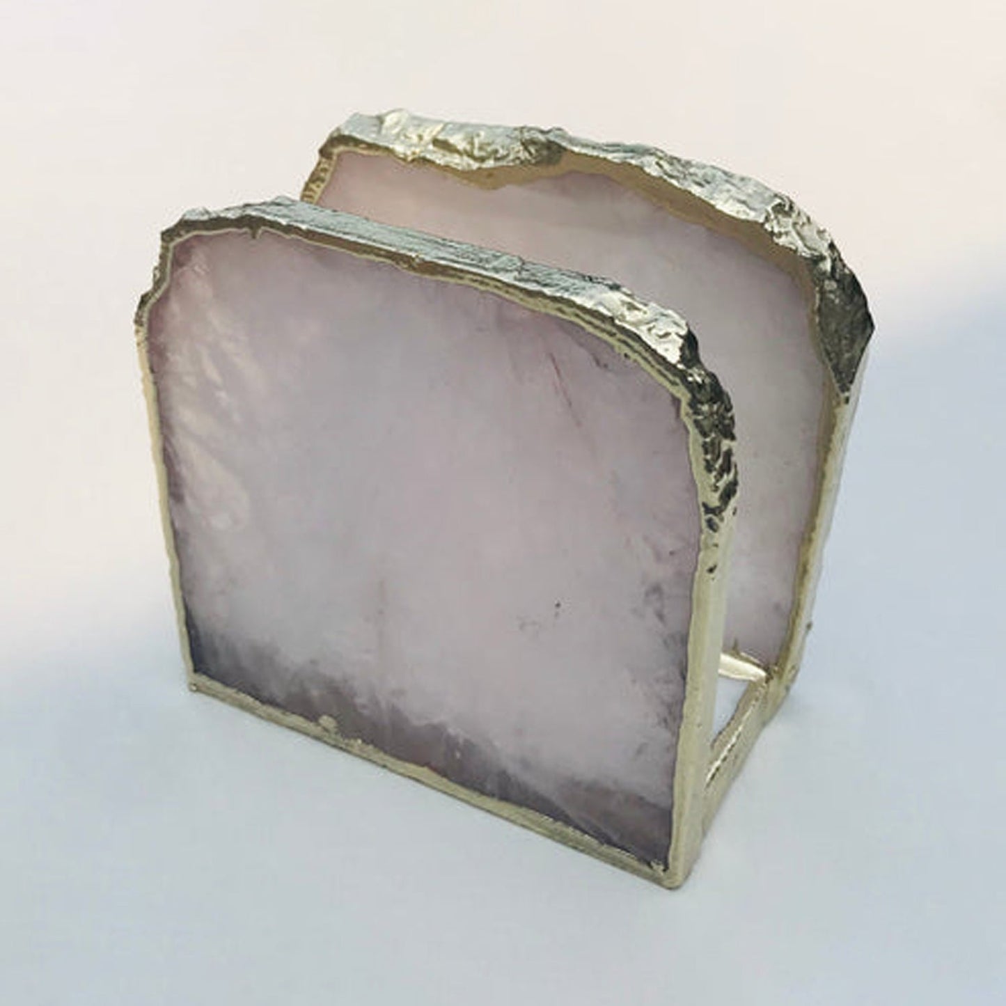 Rose Quartz Napkin Holder/Natural Stone Napkin Holder/Paper Napkin Holder/Desk Napkin Holder/Picnic Holder