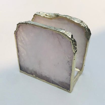 Rose Quartz Napkin Holder/Natural Stone Napkin Holder/Paper Napkin Holder/Desk Napkin Holder/Picnic Holder