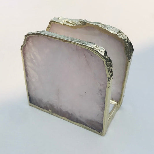 Rose Quartz Napkin Holder/Natural Stone Napkin Holder/Paper Napkin Holder/Desk Napkin Holder/Picnic Holder
