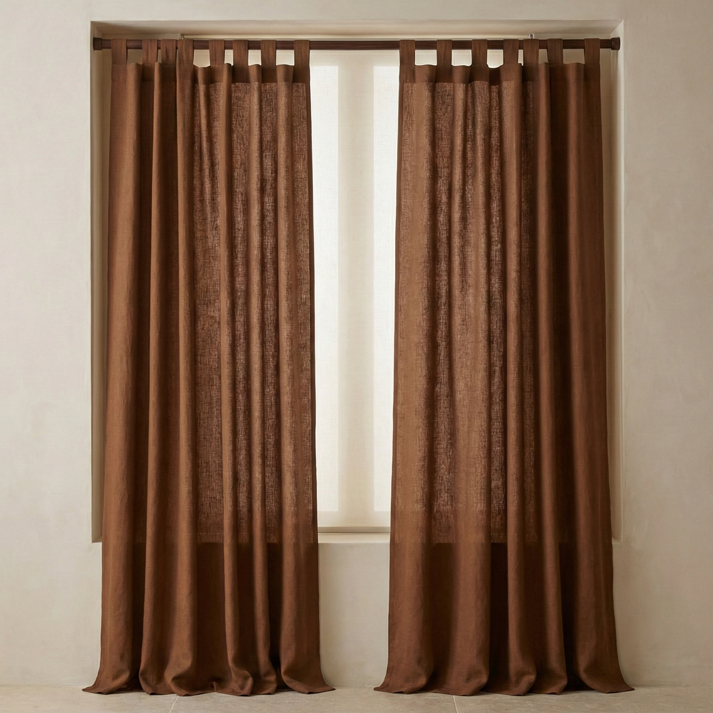 Viscose Linen Tab Top Curtain Panel – Light Filtering Semi Sheer Soft Viscose Linen Curtains (Single Panel)