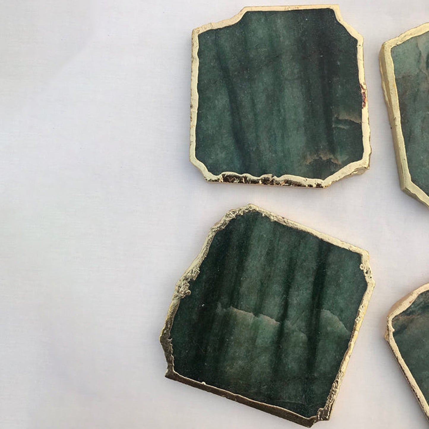 Sage Green Agate Aventurine Set of 4 Large Coasters/Personalised Momentos
