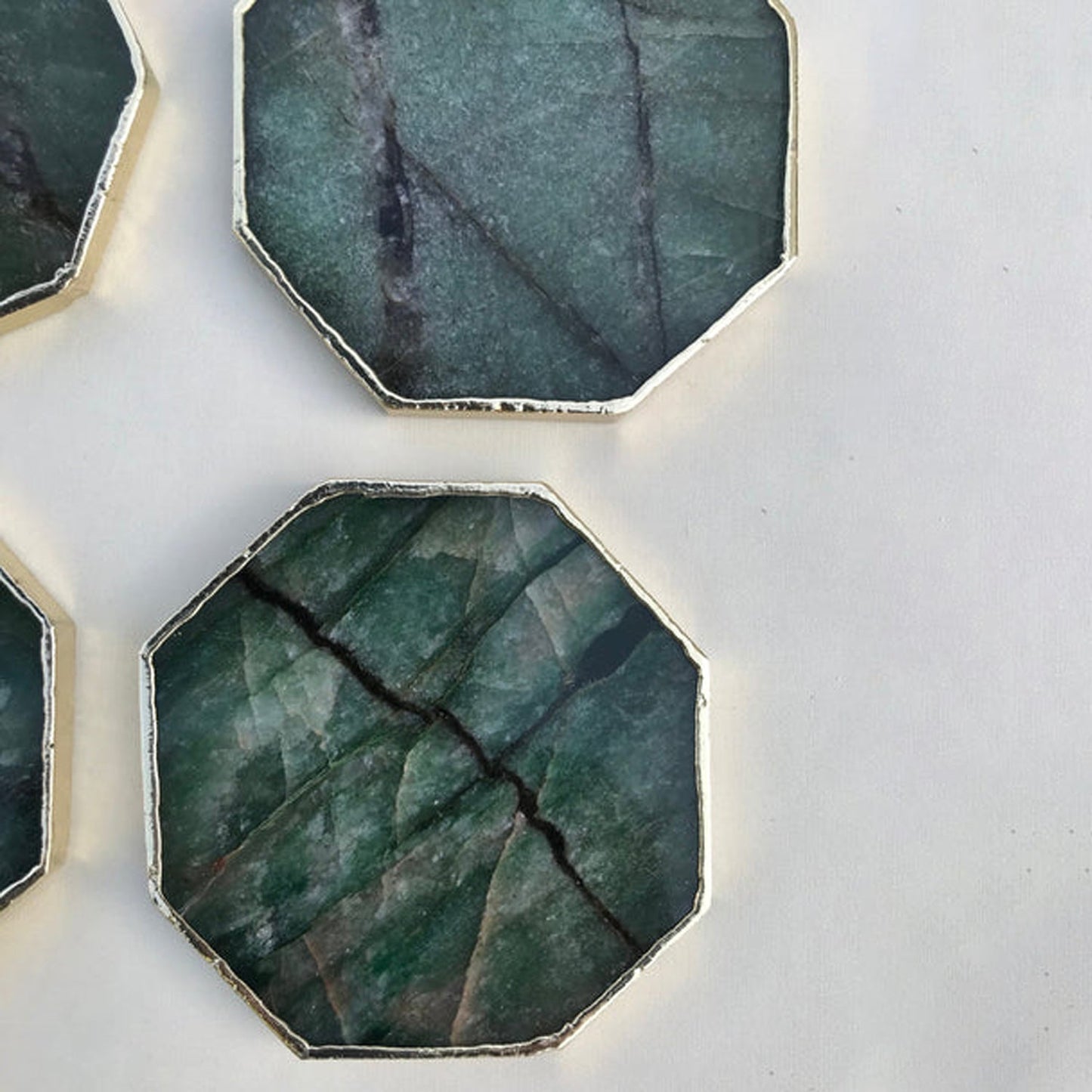 Sage Green Agate Octagon Coasters - Set of 4 Large Coasters/Personalised Momentos