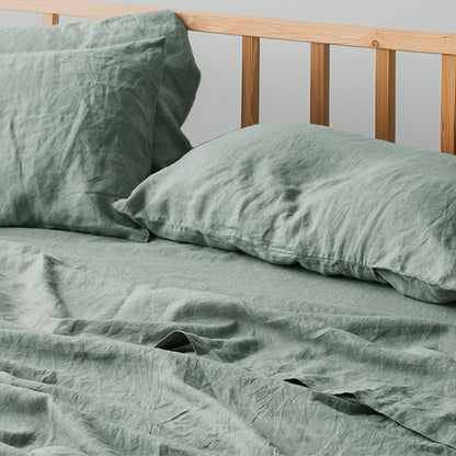 Sage Green - 100% Pure Linen | Linen Cotton Mix | 3 Piece Duvet Cover Set | 4 Piece Sheet Set | Handmade | Pre-washed | Soft