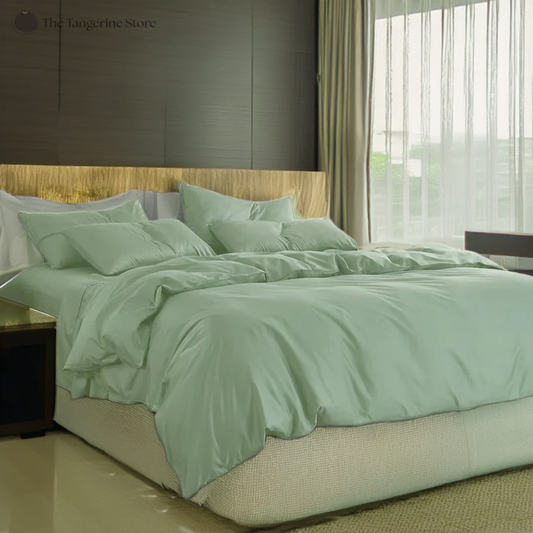 Sage Green - Cotton Sateen 3 Piece Duvet Cover Set | 4 Piece Sheet Set | Pre-washed | 400 TC Cotton Sateen | Ultra Soft | Luxury Bedding