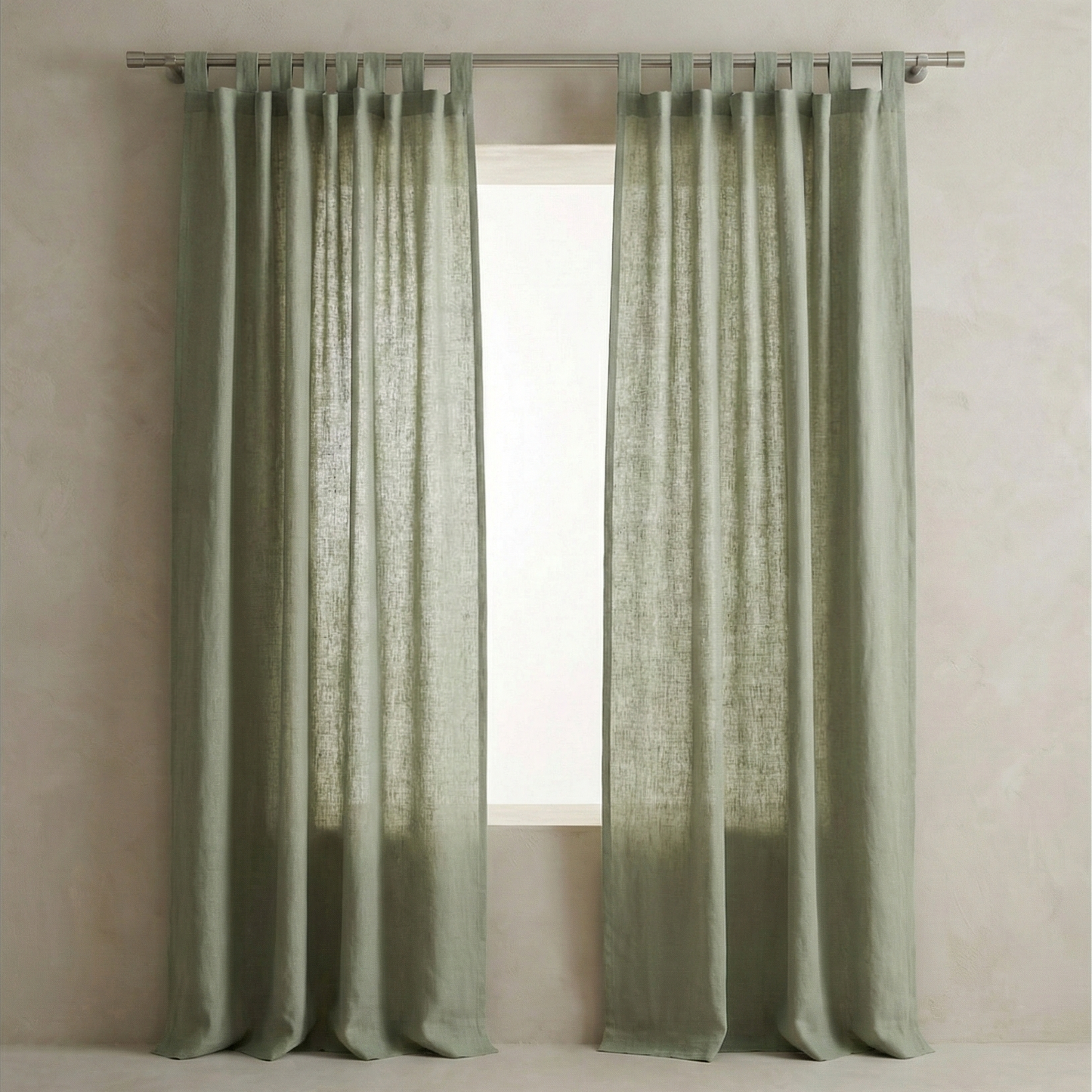 Viscose Linen Tab Top Curtain Panel – Light Filtering Semi Sheer Soft Viscose Linen Curtains (Single Panel)