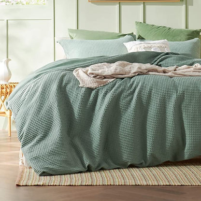Waffle Weave Pure Cotton Duvet Cover Set | 100% Pure Cotton | 3 Piece Duvet Cover Set | Handmade