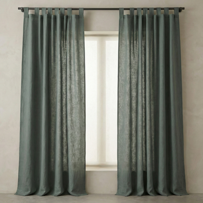 Viscose Linen Tab Top Curtain Panel – Light Filtering Semi Sheer Soft Viscose Linen Curtains (Single Panel)