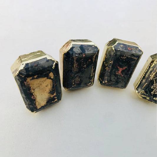 Set of 4 Large Faceted Pyrite Gemstone/Agate Classic Vintage Finish Cabinet Drawer Pull Wardrobe Dresser Interior Decorative Handle