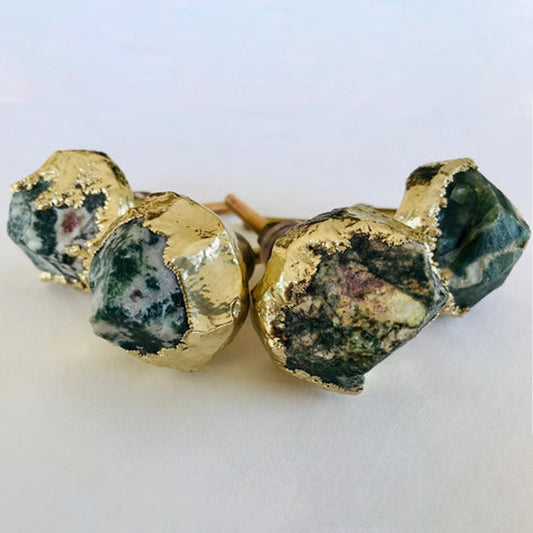 Set of 4 Moss Green Agate Classic Vintage Finish Cabinet Drawer Pull Wardrobe Dresser Interior Decorative Handle