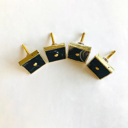 Set of 4 Square Black Agate Classic Vintage Finish Cabinet Drawer Pull Dresser Handle Knobs