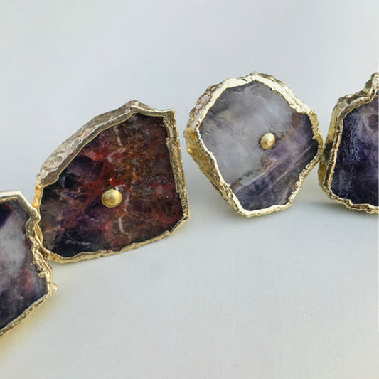 Set of 6 Amethyst/Agate Classic Vintage Finish Cabinet Drawer Pull Wardrobe Dresser Interior Decorative Handle