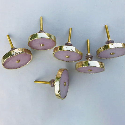 Set of 6 Rose Quartz Hand Rounded Classic Vintage Finish Cabinet Drawer Pull Wardrobe Dresser Interior Decorative Handle