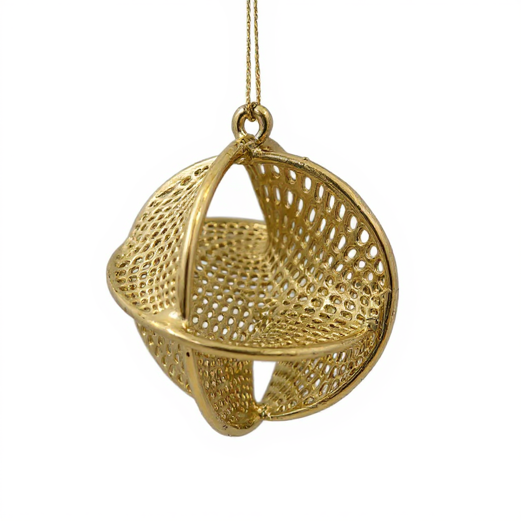Ecliptic globe christmas ornament | metallic ball ornament in gold, silver and antique | set of 2 or 4