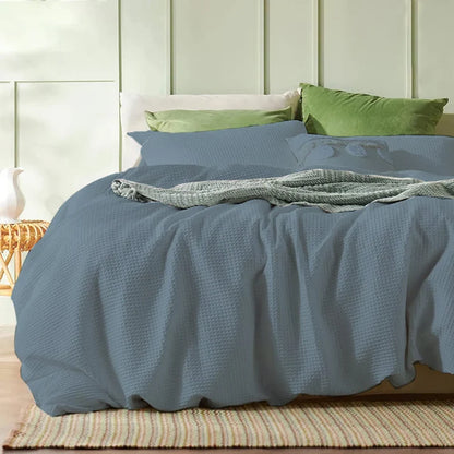 Waffle Weave Linen Cotton Mix Duvet Cover Set | 3 Piece Duvet Cover Set | Handmade