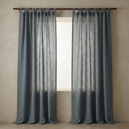 Viscose Linen Tab Top Curtain Panel – Light Filtering Semi Sheer Soft Viscose Linen Curtains (Single Panel)