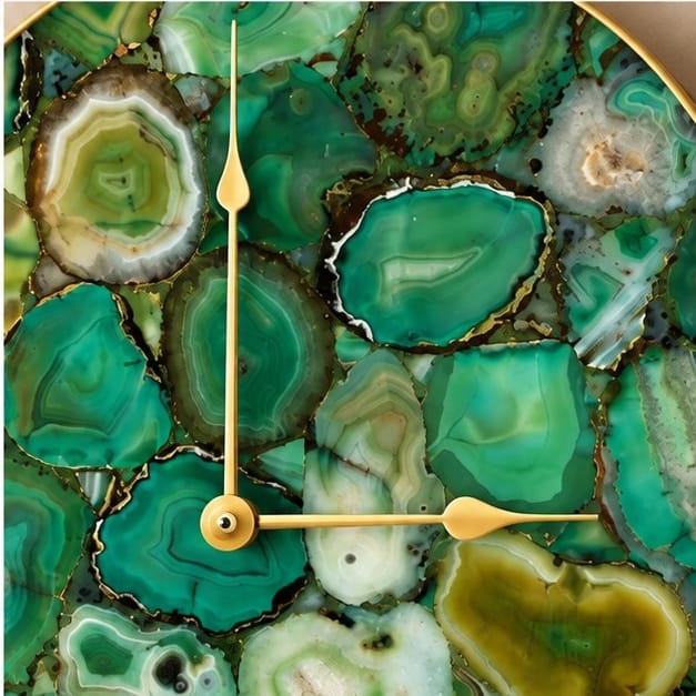 Light Green Agate Circular Wall Clock
