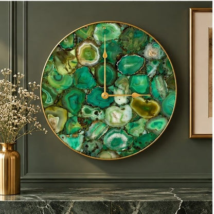 Light Green Agate Circular Wall Clock