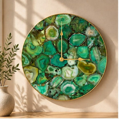 Light Green Agate Circular Wall Clock