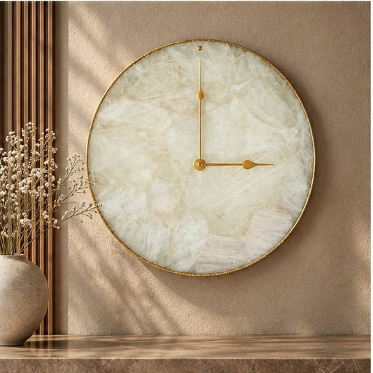 White Agate Circular Wall Clock
