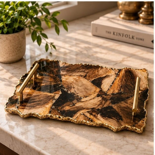 Large Brown Agate Organic Edge Tray