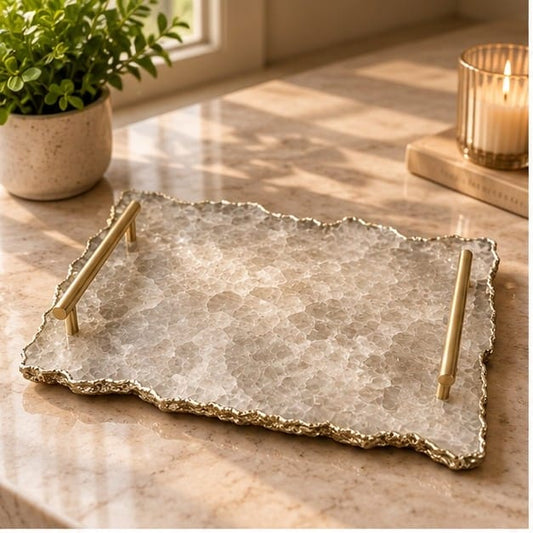 Large White Agate Organic Edge Tray