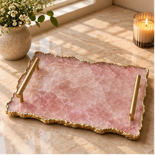 Large Rose Quartz Organic Edge Tray