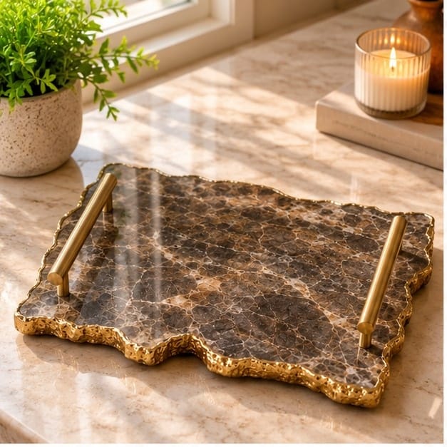 Large Smoky Grey Agate Organic Edge Tray