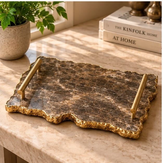 Large Smoky Grey Agate Organic Edge Tray