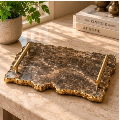 Large Smoky Grey Agate Organic Edge Tray