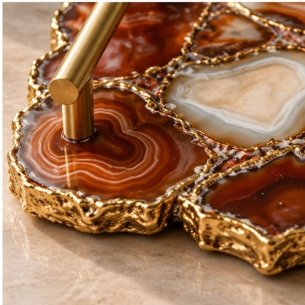 Large Red Agate Organic Edge Tray