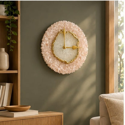 Peach Crystal Agate Wall Clock – 6 Inch