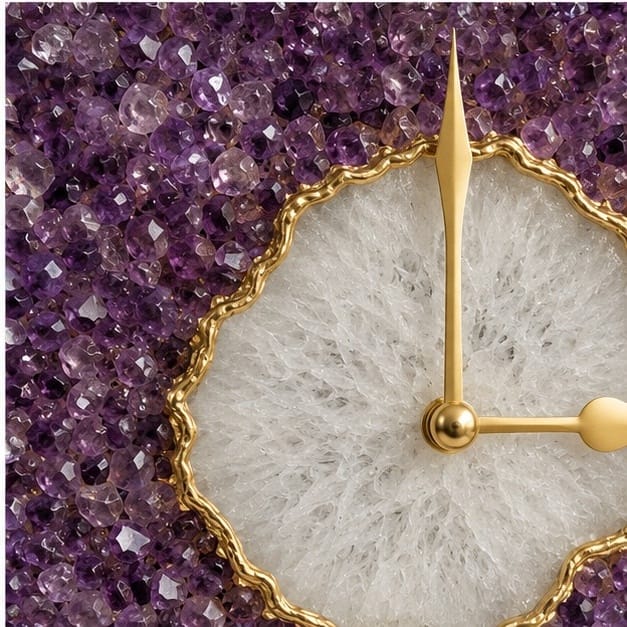 Purple Crystal Agate Wall Clock – 10 Inch
