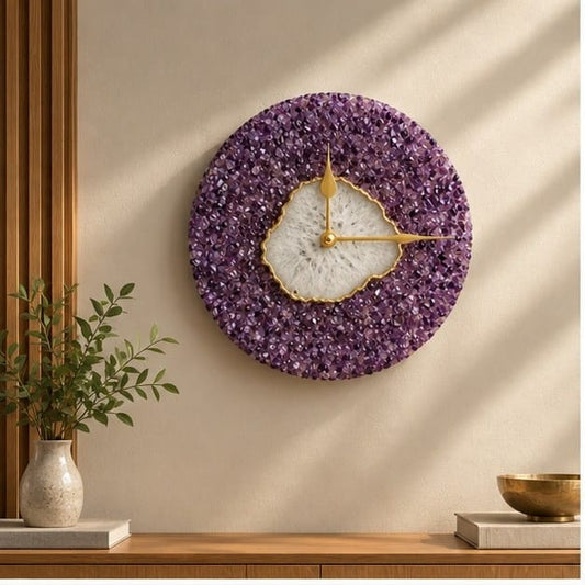 Purple Crystal Agate Wall Clock – 10 Inch