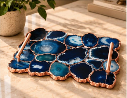 Large Blue Agate Organic Edge Tray