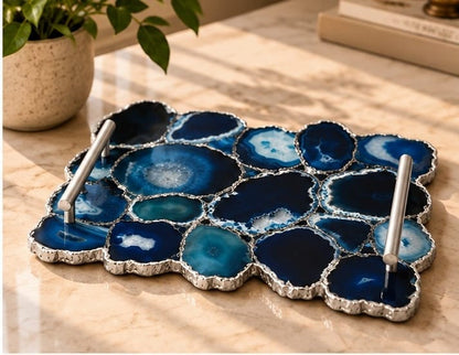 Large Blue Agate Organic Edge Tray