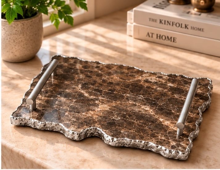 Large Smoky Grey Agate Organic Edge Tray