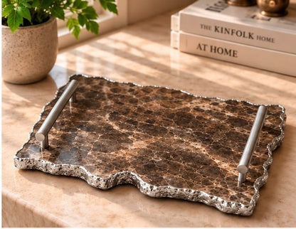 Large Smoky Grey Agate Organic Edge Tray