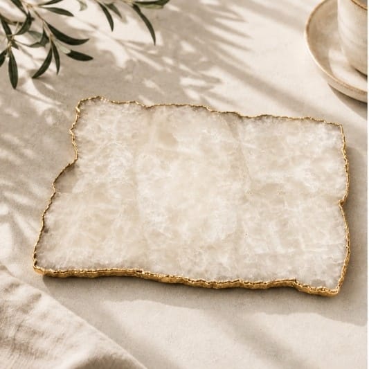 White Agate Large Slab Cheese Platter