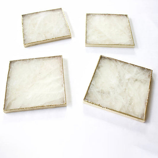 White Agate - Set of 4 Large Square Coasters | Personalised Momentos