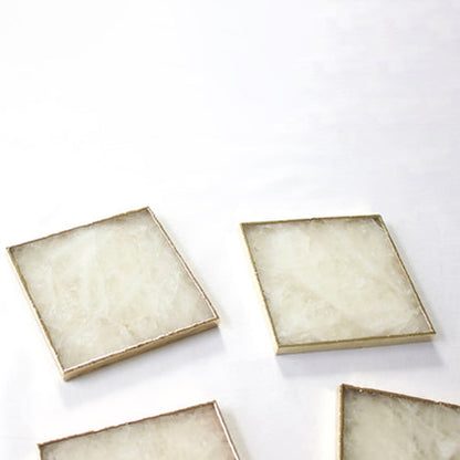 White Agate - Set of 4 Large Square Coasters | Personalised Momentos