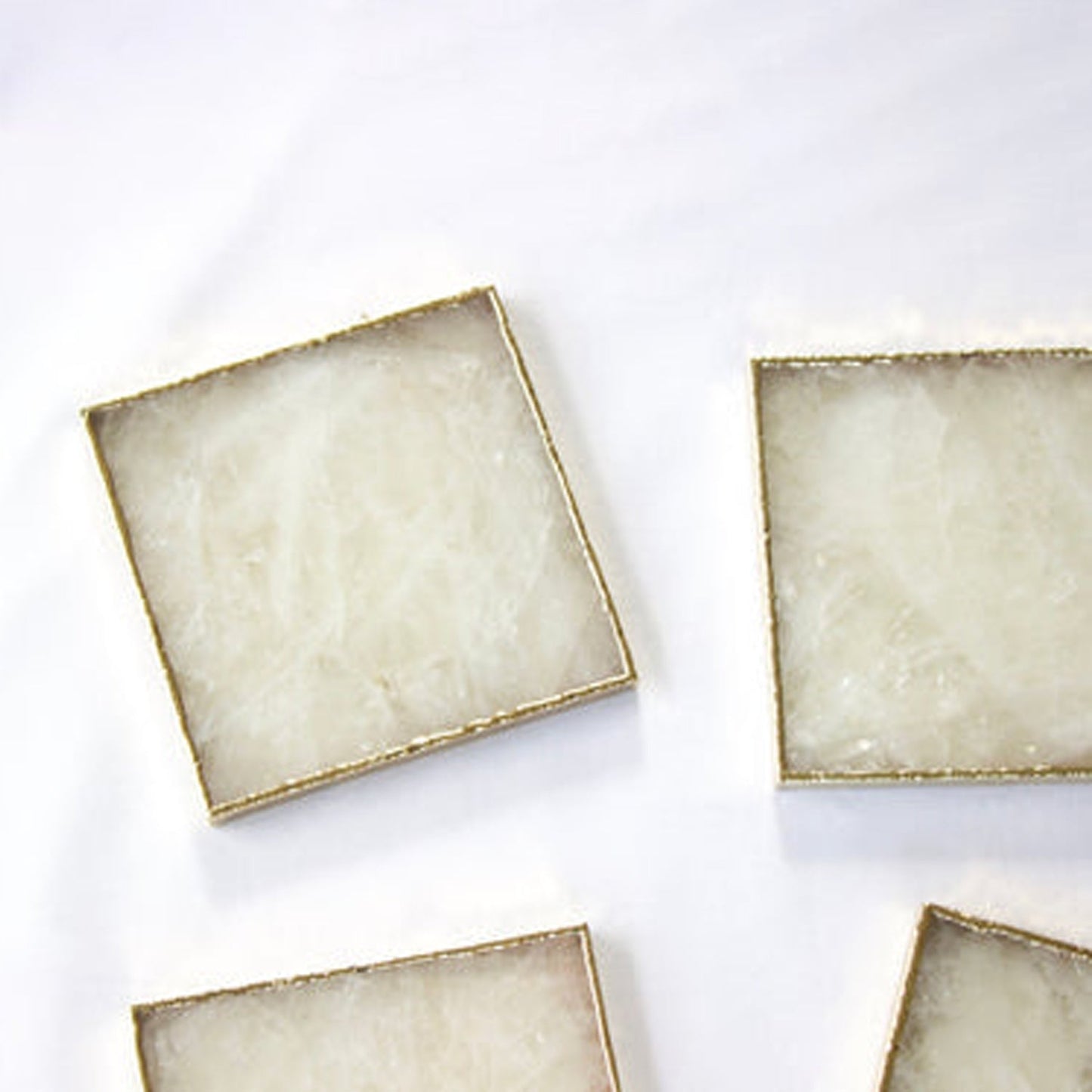 White Agate - Set of 4 Large Square Coasters | Personalised Momentos