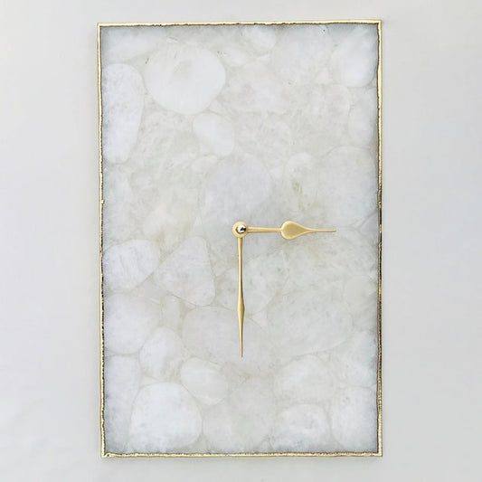 White Crystal Agate Large Wall Clock/Personalised Momento