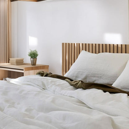 White - 100% Pure Linen | Linen Cotton Mix | 3 Piece Duvet Cover Set | 4 Piece Sheet Set | Handmade | Pre-washed | Soft