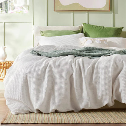 Waffle Weave Pure Cotton Duvet Cover Set | 100% Pure Cotton | 3 Piece Duvet Cover Set | Handmade