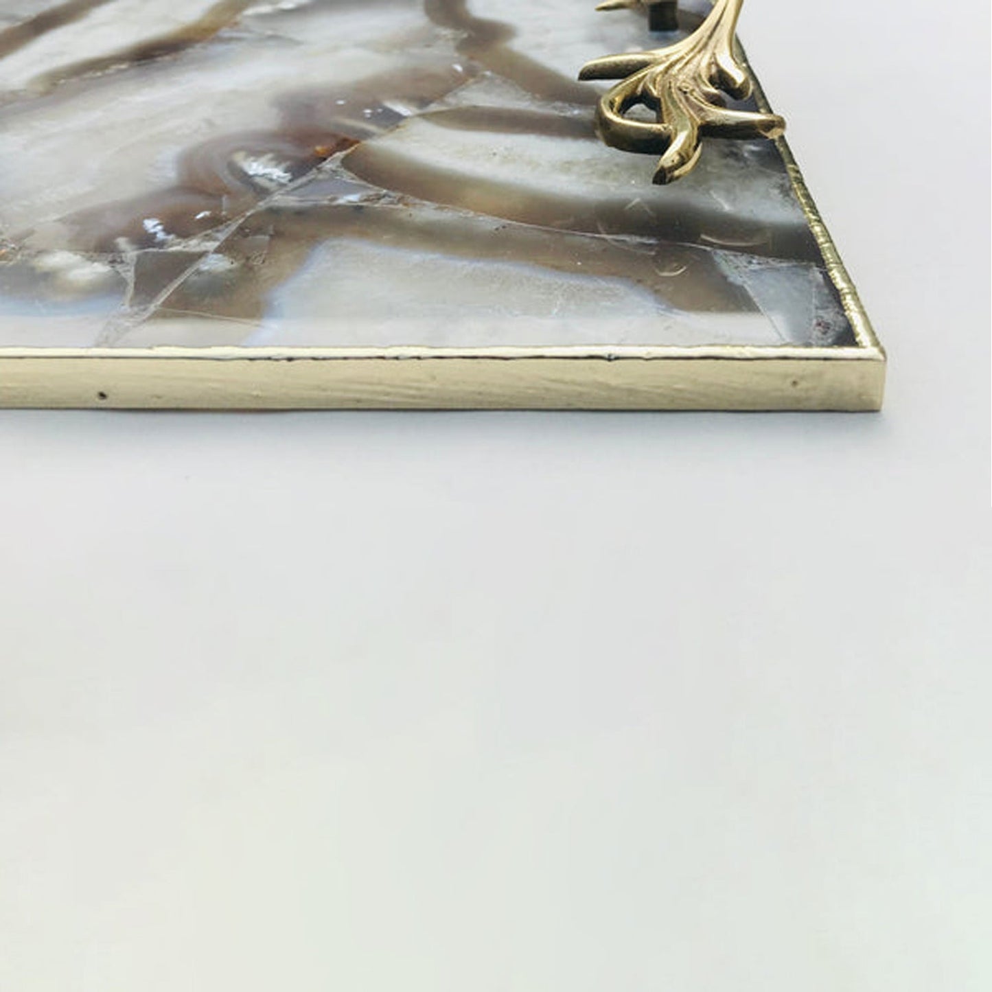 Wild Agate Serving Tray with Brass Handles